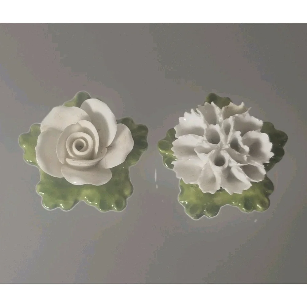 Vintage Denton English Bone China Dainty Porcelain Floral Salt and Pepper Set